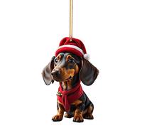 Dachshund Christmas Ornament - Cute Dog Xmas Hanging Pendant Acrylic Tree Decorations Set - Funny Xmas Ornaments