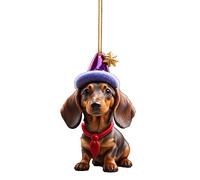 Dachshund Christmas Ornament - Cute Dog Xmas Hanging Pendant Acrylic Tree Decorations Set - Funny Xmas Ornaments