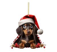 Dachshund Christmas Ornament, Funny Dog Christmas Tree Ornament, Dachshund Christmas Decorations, Dog Lovers Gift Idea Xmas Decor for Christmas Tree Car Backpacks (I)