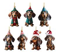 Dachshund Christmas Ornaments 7Pcs Hanging 2D 3.15in Acrylic Dachshund Ornament Cute Vibrant Dachshund Decor for Christmas Tree Wreath Garland Car Interior Style2 Dog Christmas Tree Decorations Dachsh
