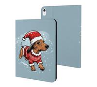 Dachshund Christmas Santa Hat Case Compatible for iPad 10代 (10.9in) Tablet Cases Stand Protective Cover with Sleep/Wake
