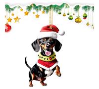Dachshund Christmas Tree Ornaments | 2D Christmas Decoration Dachshund Dogs,Car Pendant, Sausage Dog with Hats, Funny Christmas Tree Decorations for Winter Tree