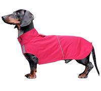 Dachshund coat dog raincoats waterproof suitable for dachshunds corgi, dog waterproof coat with reflective stripe underbelly protection - Pink - L