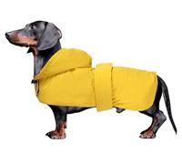 Dachshund coat miniature dachshund coats fit for dachshunds sausage dog rain coat with hoodie hook and loop closure great coverage Yellow S