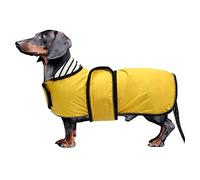 Dachshund coat miniature dachshund coats fit for dachshunds sausage dog rain coat with reflective stripe adjustable bands in autumn winter - Yellow - XL