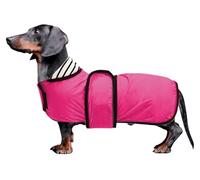 Dachshund coat miniature dachshund coats fit for dachshunds sausage dog rain coat with reflective stripe adjustable bands in autumn winter - Pink - S