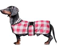 Dachshund coat miniature dachshund coats fit for dachshunds sausage dog rain coat with reflective stripe adjustable bands in autumn winter - Pink Plaid - M