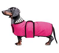 Dachshund coat miniature dachshund coats fit for dachshunds sausage dog rain coat with reflective stripe adjustable bands in autumn winter - Pink - L