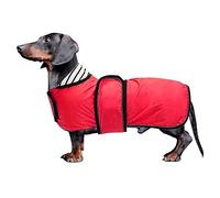 Dachshund coat miniature dachshund coats fit for dachshunds sausage dog rain coat with reflective stripe adjustable bands in autumn winter - Red - L