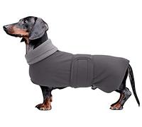 Dachshund coats sausage dog fleece coat in winter miniature dachshund clothes with hook and loop closure and high vis reflective trim safety - Gray - S