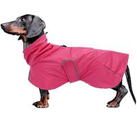 Dachshund Coats Waterproof, Perfect for Dachshunds, Sausage, Weiner Dog Winter Coat with Padded Fleece, Puppy Snowsuit with Adjustable Bands and High Vis Reflective Trim - Pink - XS