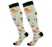 Dachshund Compression Socks for Women and Men 20-30 mmHg Knee High Socks for Nurses Travel Socks 2 Pair Color1647