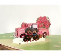 Dachshund Couple Love Pop Up 3D Card. Romantic anniversary, valentines greeting card for Her,Girlfriend,Wife,Him, Boyfriend,Husband. 20cmx15cm