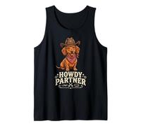 Dachshund Cowboy Hat Howdy Western Wiener Dog Funny Tank Top