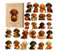 Dachshund Cozy Wonderland 2025 Advent Calendar, 24 Days Festive Ornaments and Cozy Accessories, Christmas Countdown for Dachshund Lovers, Adorable Gift for Dog Owners