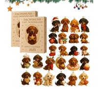 Dachshund Cozy Wonderland Advent Calendar 2025, 24 Days of Dog-Themed Surprises, Dachshund Acrylic Ornaments for Christmas Tree Hanging Decorations, for Dog Lovers (2Pcs)