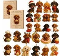 Dachshund Cozy Wonderland Advent Calendar 2025, Christmas Countdown Calendar For Dachshund Lovers With 24 Dachshund-Themed Hanging Decorations, Holiday Surprise Gift For Dog Lovers (2 PCS)