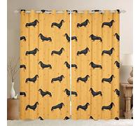 Dachshund Curtain Kids Cute Dogs Puppy Darkening Curtain for Boys Girls Kawaii Dachshund Dog Animal Blackout Curtain(30%-50%) Triangle Geometric Window Drapes Bedroom W66*L72