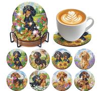 Dachshund Diamond Art Coasters - Cute Dog Diamond Painting Coasters Kit for Adult, 3D Rhinestone Gem Art Small DIY Crafts Kit for Women