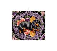 Dachshund Dish Drying Mats For Kitchen Counter, Black Floral Absorbent Dish Drainer Rack Mat, Vintage Microfiber Drying Pad For Coffee Bar Decor 16x18 Inch