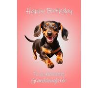 Dachshund Dog Art Birthday Card For Granddaughter