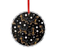 Dachshund Dog Ball Bones Paw Christmas Ornaments Crystal Glass Hanging Pendant Craft Gifts for Christmas Tree Decoration