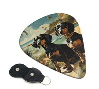 Dachshund Dog Bento Guitar Picks 6 Pcs, 0.71mm Thickness Celluloid Plectrum with Leather Picks Holder, Personalized Guitar Pick for Bass Electric Acoustic Guitars Lovers Gift