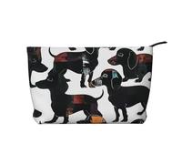 Dachshund Dog Black Dogs Printed Makeup Bag Corduroy Travel Cosmetic Bags Cosmetic Case Toiletry Bag Organizer for Women Mom Girls