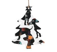 Dachshund Dog Black Dogs Printed Wooden Christmas Tree-Shape Christmas Decorations 4 PCS Christmas Tree Decorations Holiday Hanging Decor