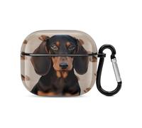 Dachshund Dog Bluetooth Earbuds Case Cover Full Body Shockproof Protection Hard Case Support Wireless Charging with Keychain Personalized Gift for AirPods 3