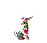 Dachshund Dog Christmas Bauble, Acrylic Hanging Ornament for Xmas Tree or Car Rearview Mirror, Fun Festive Decor for Dog Lovers