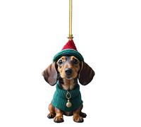 Dachshund Dog Christmas Decorations Sausage Dog Christmas Tree Decoration Novelty Baubles for Xmas Tree Cartoon Cute Dog Car Hanging Home Window Pendant Backpack Ornament for Dog (11-B, One Size)