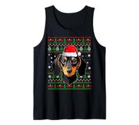 Dachshund Dog Christmas Ugly Sweater Santa Adults Kids Xmas Tank Top