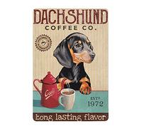 Dachshund Dog Coffee Company Metal Signs Long Lasting Flavor Retro Metal Tin Sign Vintage Sign for Home Coffee Wall Decor 6x8 Inch
