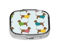 Dachshund Dog Cute Wallpaper,Meta Pill Box 2 Compartment Medicine Case,Portable Organizer