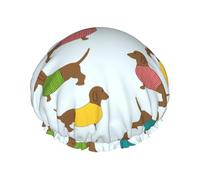 Dachshund Dog Cute Wallpaper,Shower Cap Nightcap Double Layer Waterproof Elastic Bath Cap Reusable Hair Cap