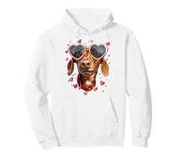 Dachshund Dog Doxie Valentine's Day Heart Sunglasses Pullover Hoodie