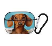 Dachshund Dog Earbuds Organizer Shockproof Protective Airpods Pro Cover with Carabiner Clip Anti Fall Carrying Earphone Case Cover for Airpods Pro 2nd Generation Black