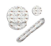 Dachshund Dog Ergonomic Keyboard Wrist Rest Pad and Mouse Mat Set,Bone Paw Print with Memory Foam and Non-Slip Rubber Base, Comfortable Typing for Home Office, Gaming and Computer Desk