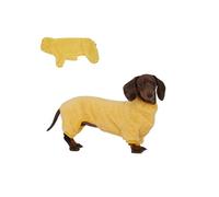 Dachshund Dog Fleece Jumpsuit Turtleneck Sweater, Suitable for Dachshunds, Winter Soft Cozy Dog Pajamas Clothes (Yellow, Medium)