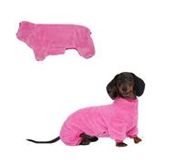 Dachshund Dog Fleece Jumpsuit Turtleneck Sweater, Suitable for Dachshunds, Winter Soft Cozy Dog Pajamas Clothes (Neon Pink, X-Large)