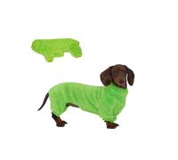Dachshund Dog Fleece Jumpsuit Turtleneck Sweater, Suitable for Dachshunds, Winter Soft Cozy Dog Pajamas Clothes (Bright Green, Small)