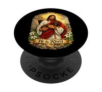 Dachshund Dog He Is Risen Easter Resurrection Defeated Cross PopSockets Adhesive PopGrip