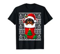 Dachshund Dog in Christmas Socks Cute Holiday Ugly Xmas Value Graphic T-Shirt