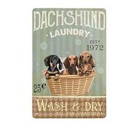 Dachshund Dog Laundry Company Metal Signs Wash & Dry All Fur Varieties Retro Metal Tin Sign Vintage Sign for Laundry Room Home Coffee Wall Decor 8x12 Inch