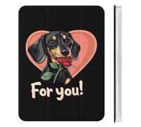 Dachshund Dog Love For You Cute Tablet Case with Pencil Holder Unisex Slim Hard Protective Cover Compatible with iPad Mini 4/5/6