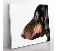 Dachshund Dog Modern Canvas Wall Art Print Ready to Hang, Framed Picture for Living Room Bedroom Home Office Décor, 35x35 cm (14x14 Inch)