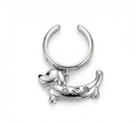 Dachshund Dog Open Ring for Women Dangling Charm Cubic Zirconia Sausage Wiener Puppy Adjustable Stack Statement Rings with Crystal Star Cute Animal Pendant Wrap Band Dainty Pet Lover Jewelry Birthday