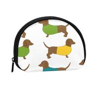Dachshund Dog Parties, Women's Storage Bag Shell Makeup Bag Small Coin Purse Shell Change Pouch