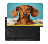 Dachshund Dog Passport Holder for Travel PU Leather Passport Book Card Holder Case Cute Passport Wallet Ultra Slim Passport Cover Passport Protector Case for Women Men